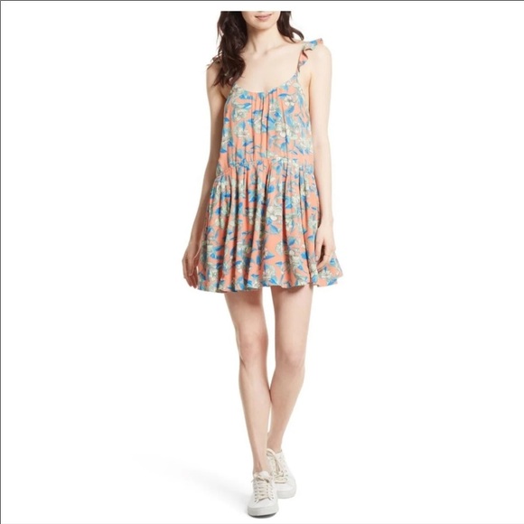 Free People Floral Ruffle Strap Mini Dress Size XS - Picture 2 of 10